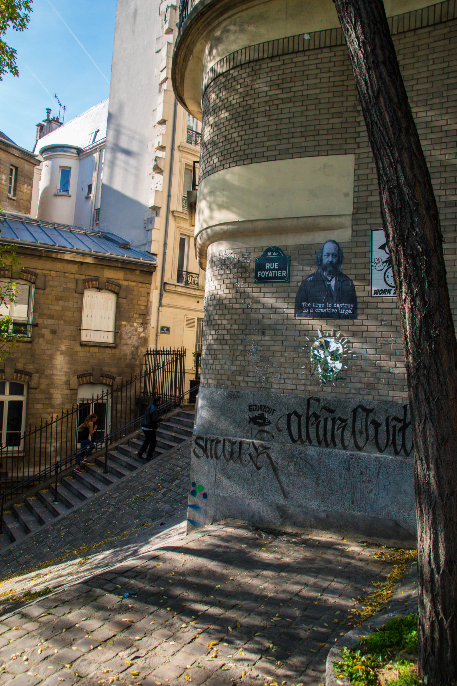 město, ulice, stěna, silnice, Cestovní ruch, město, Francie, Paříž, Montmartre, UMĚNÍ, cestovat, alej, kostn rer, umění, euorpe, umělci, streetsofparis, paris18earrondissement, ledefrance, Frankrike, fr, mezník, urban area, dávná historie