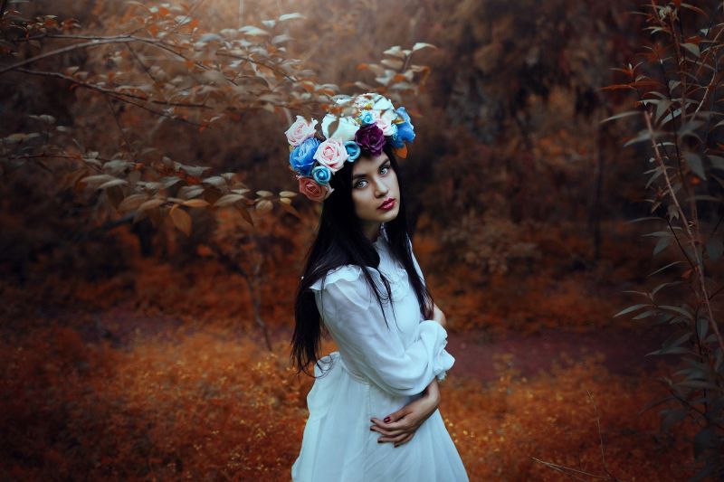 kobiety, Model, fotografia, Kobiet na zewnątrz, kwiaty, sukienka kobiety, Model, fotografia, Kobiet na zewnątrz, kwiaty, sukienka