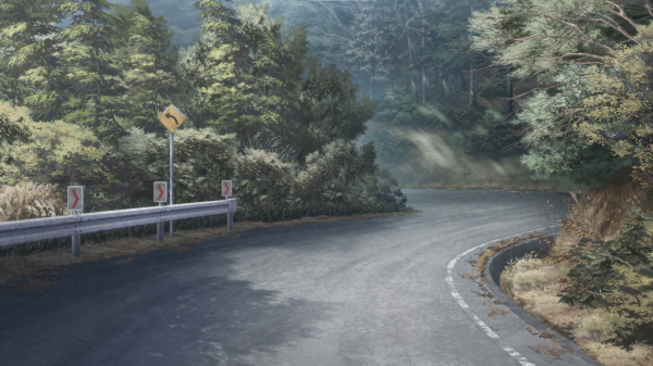 Yuru Camp,road,trees,forest,cold,spring