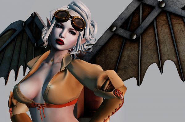 illustration,black hair,wings,logo,gloves,goggles