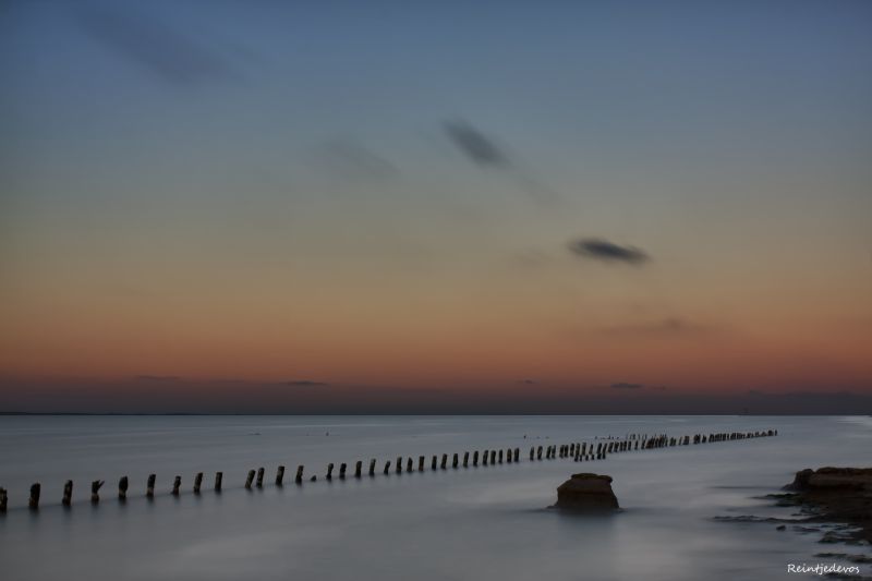 himmel, vand, horisont, hav, berolige, solnedgang