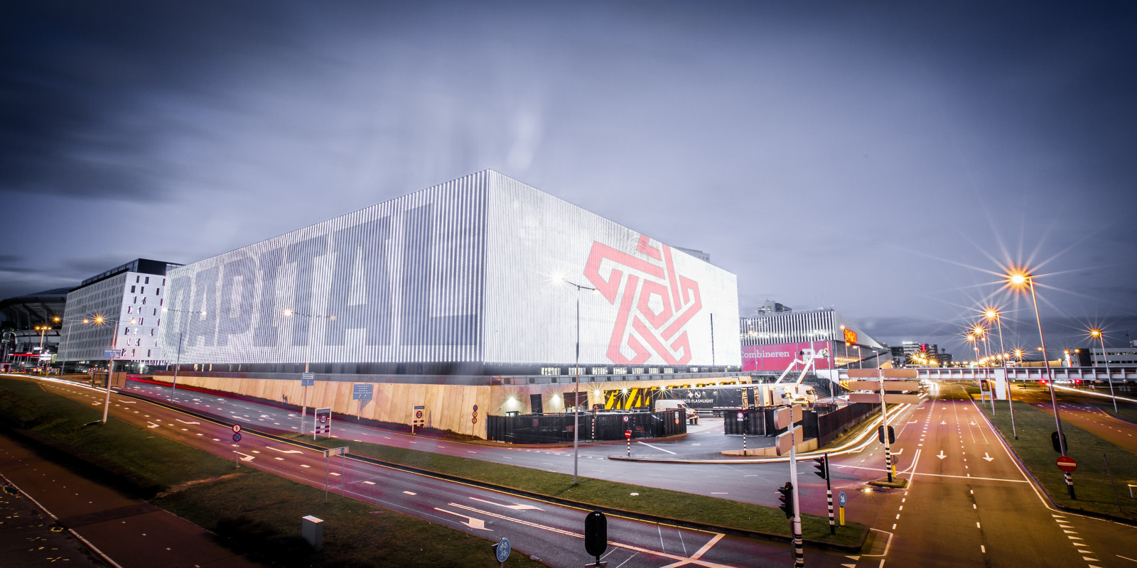 Wallpaper city, cityscape, night, reflection, skyscraper, evening
