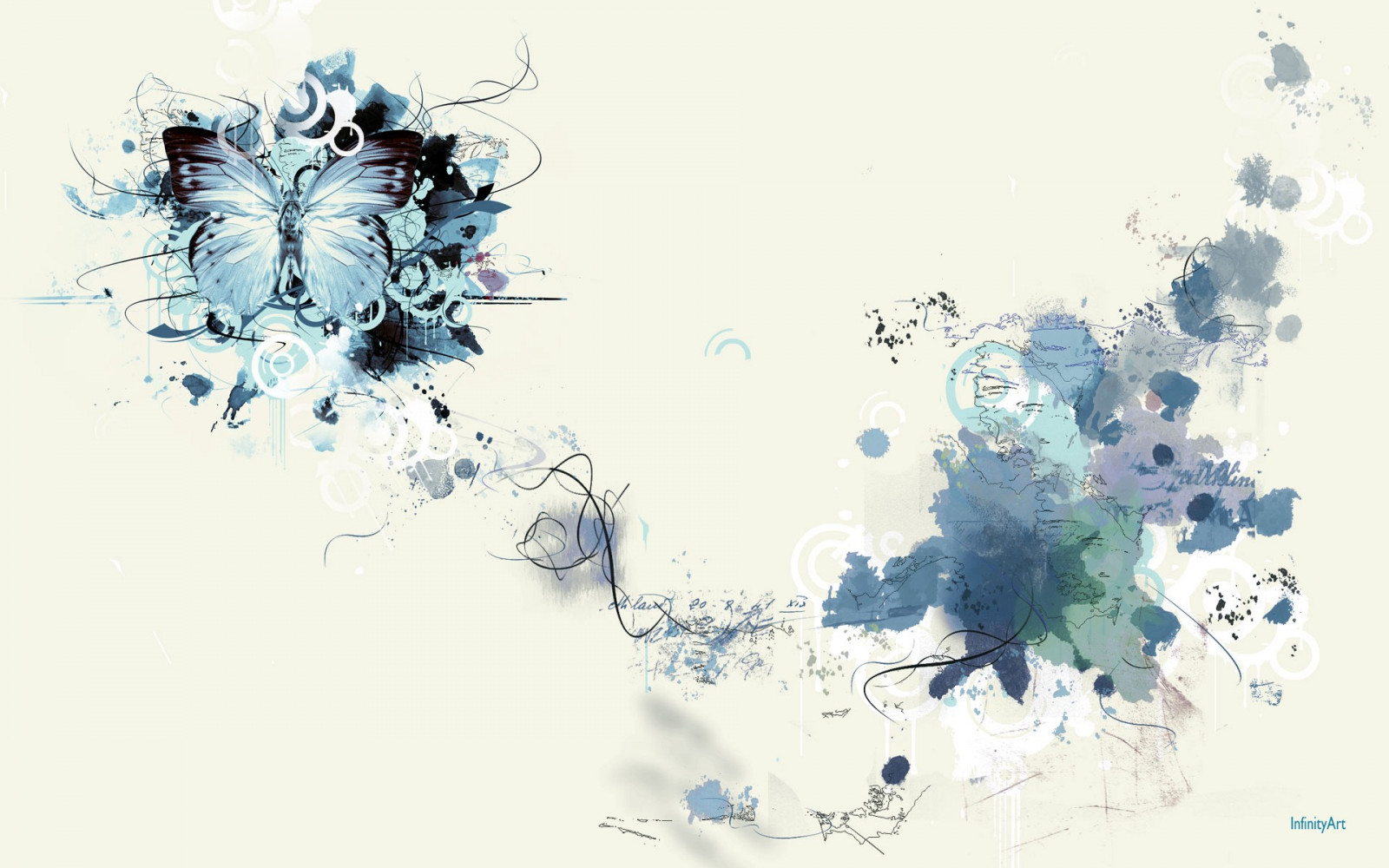 ภาพวาด, ภาพประกอบ, นามธรรม, สาขา, สีน้ำเงิน, ดอกไม้, ร่าง, ตัวอักษร, สีน้ำ