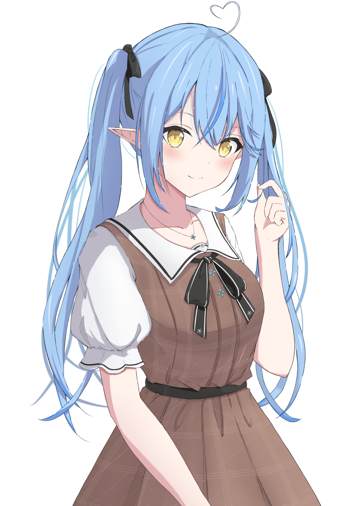 anime, anime tytöt, Yukihana Lamy, Virtual Youtuber, Hololive, pitkät hiukset, pointy ears, sininen hiukset, kuvamateriaali, digitaalinen taide, Fanitaide, keltaiset silmät