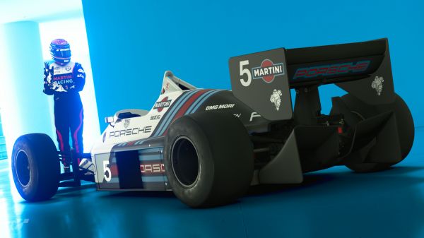 Gran Turismo Sport, Formula 1, Martini, motorsport, watermarked, Porsche