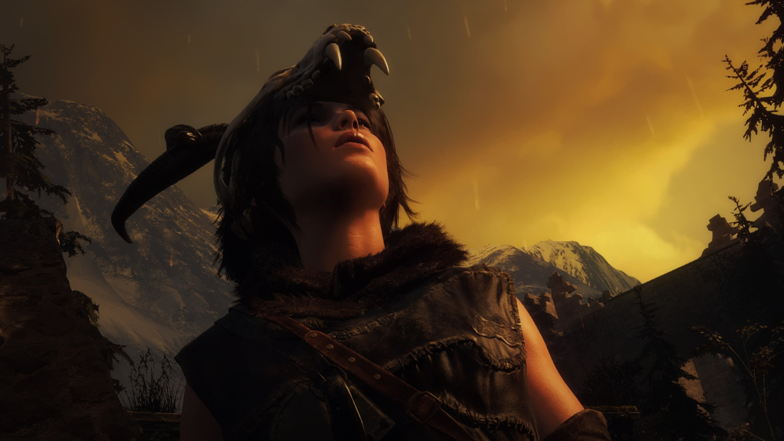 slunečnímu záření, nebe, podsvícení, strom, dívka, tma, Snímek obrazovky, počítač tapeta, Lara Croft, Tomb Raider, dobrodruh, Vzestupně, cg artwork