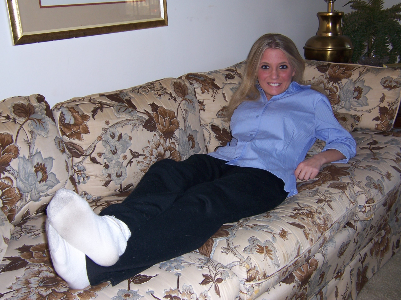 Sitzung, Bett, Couch, Hose, oben, Mädchen, Bein, Möbel, Textil-