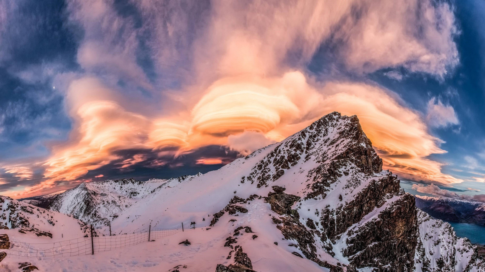 Wallpaper sunlight, landscape, sunset, nature, sky, snow, clouds