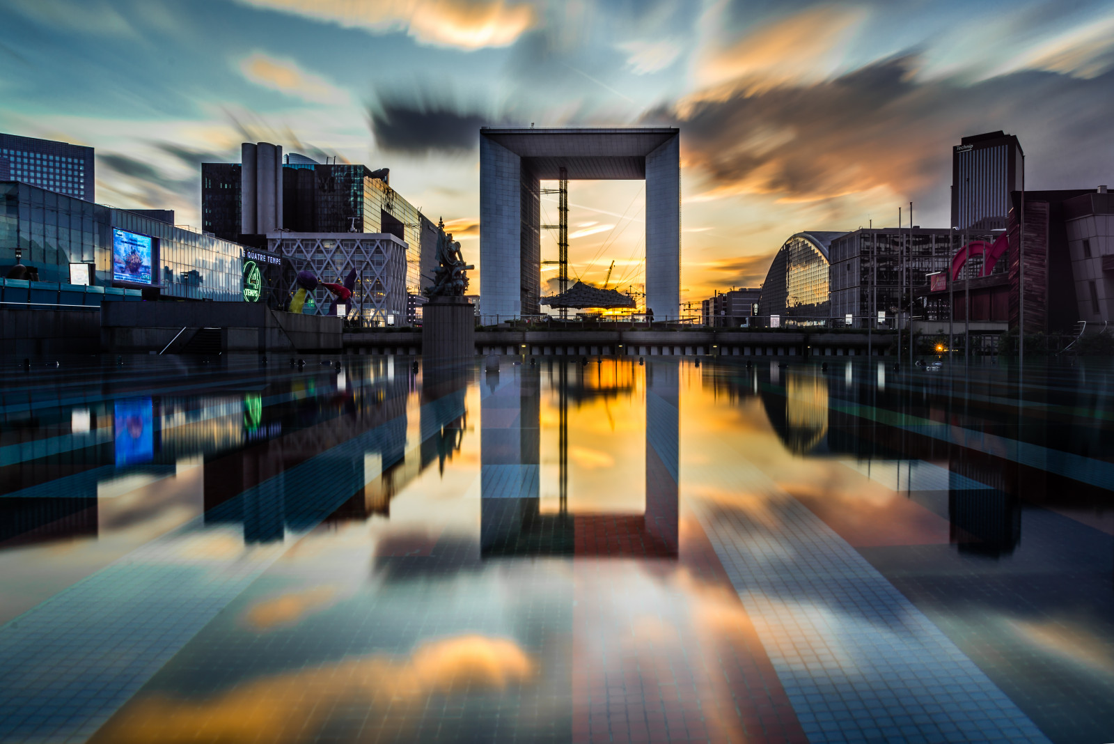 solnedgang, Sky, Sol, afspejling, vand, LA, Soleil, eau, lang, udsættelse, nuage, forsvar, Arche, D600, 2035