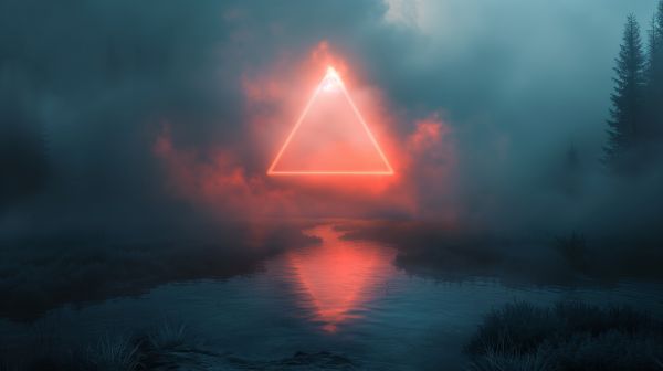illustration,smoke,triangle,neon,orange,teal