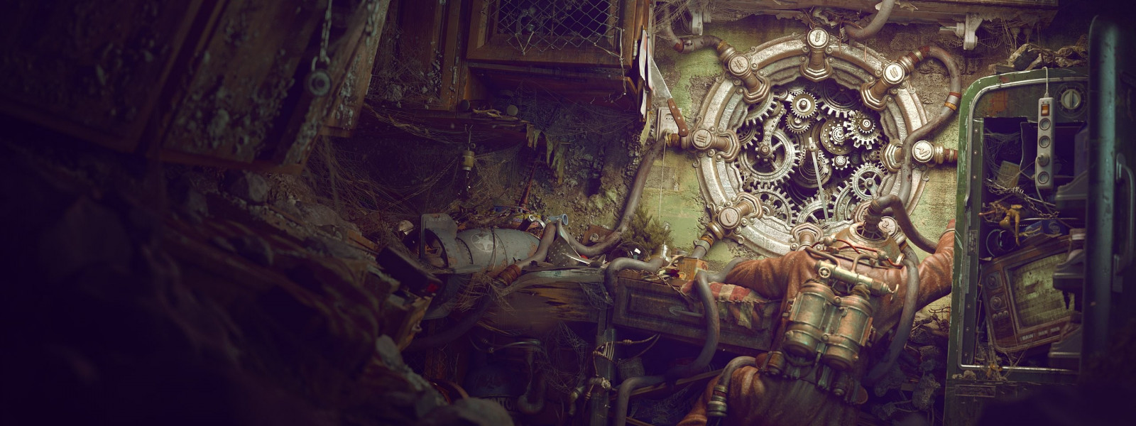 fantasy umění, noc, sci-fi, Steampunk, potápěčské obleky, světlo, tma