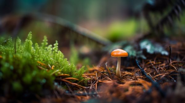 mushroom,forest,closeup,ai art,moss,Tiny