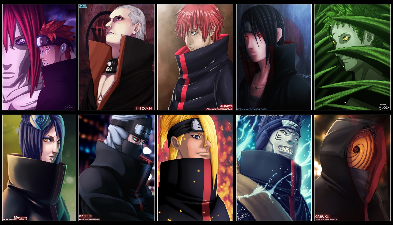 anime, Naruto Shippuuden, Kakuzu, komiks, Tobi, Sasori, Deidara, Akatsuki, Uchiha Itachi, Pein, Hidan, Hoshigaki Kisame, Konan, Zetsu, Snímek obrazovky, počítač tapeta
