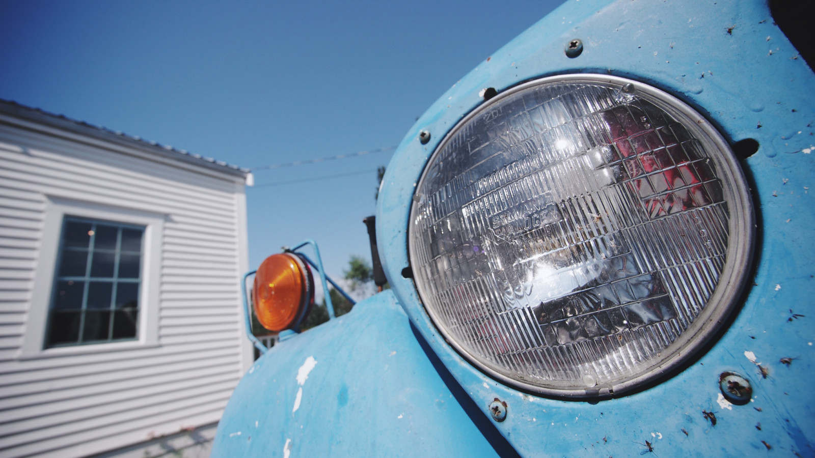 starý, modrý, letní, nebe, Spojené státy americké, detail, nákladní auto, washington, Džíp, Průhledná, americký, opotřebovaný, dodávka, zvětralý, světlomet, světlomet, Usps, 169, Viněta, edison, patina, fragment, Okres Skagit, usmail, unitedstatespostalservice, panasoniclumix714mmf40, olympusem5