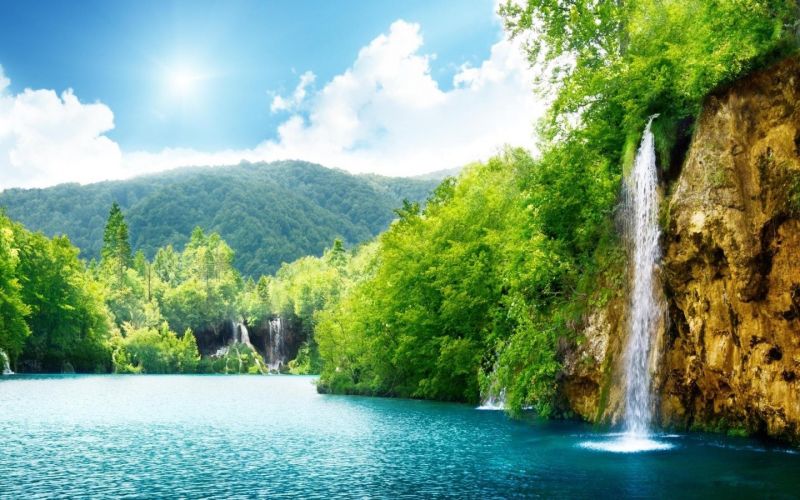 landscape, waterfall, lake, reflection, forest, nature landscape, waterfall, lake, reflection, forest, nature