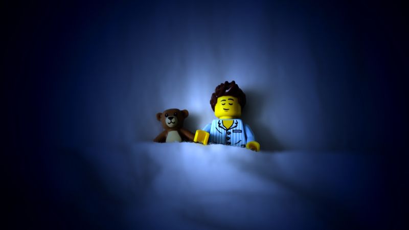 žlutý, LEGO, Hračka, noc, spací, modrý žlutý, LEGO, Hračka, noc, spací, modrý