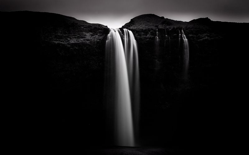 landscape, black, waterfall, monochrome, water, nature landscape, black, waterfall, monochrome, water, nature