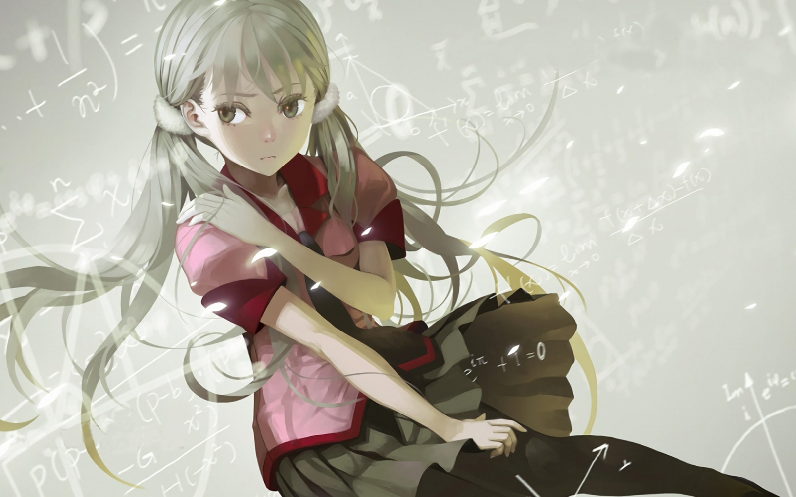 ilustrace, Monogatari Series, anime, anime dívky, školní uniforma, twintails, Sodachi Oikura, mangaka
