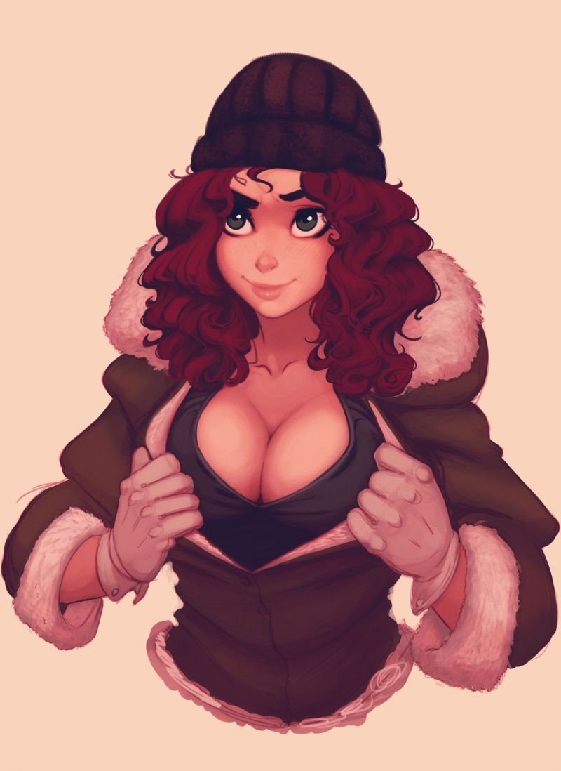Raichiyo33, original characters, cleavage, green eyes Raichiyo33, original characters, cleavage, green eyes