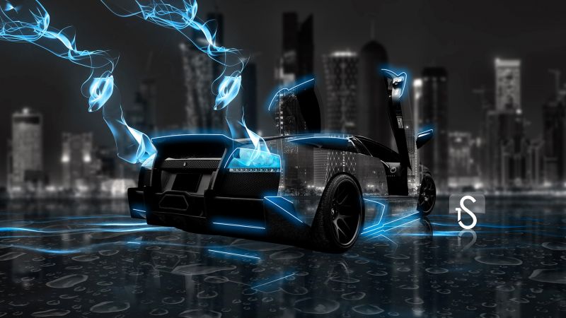 digital art, night, car, render, vehicle, shapes digital art, night, car, render, vehicle, shapes
