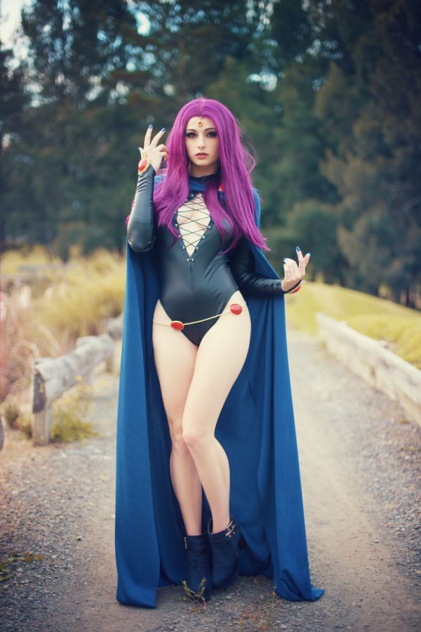 Kayla Erin,model,cosplay,women outdoors,Teen Titans,Raven character