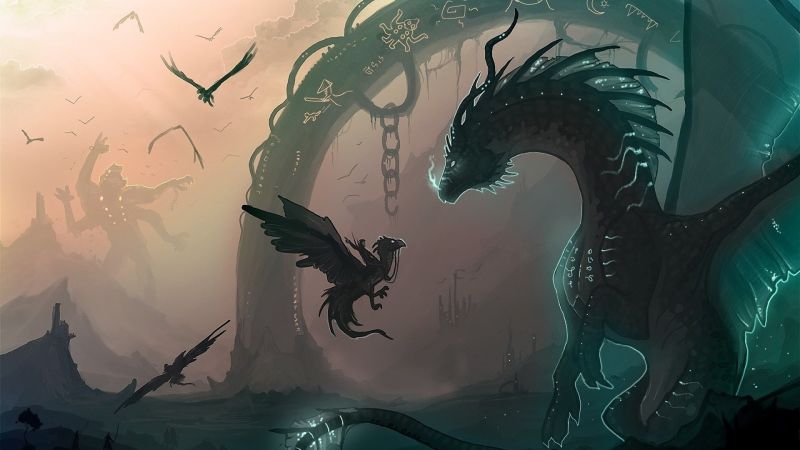 ilustrace, fantasy umění, drak, Snímek obrazovky, počítač tapeta, anime ilustrace, fantasy umění, drak, Snímek obrazovky, počítač tapeta, anime