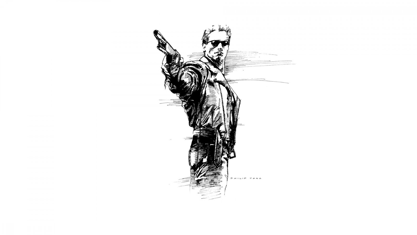 tegning, illustration, Arnold Schwarzenegger, Terminator 2, kunstværk, film, tegneserie, skitse