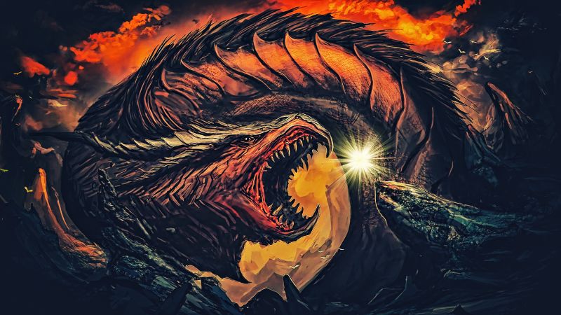 3840x2160 px, drak, fan art, fantasy umění, noc 3840x2160 px, drak, fan art, fantasy umění, noc
