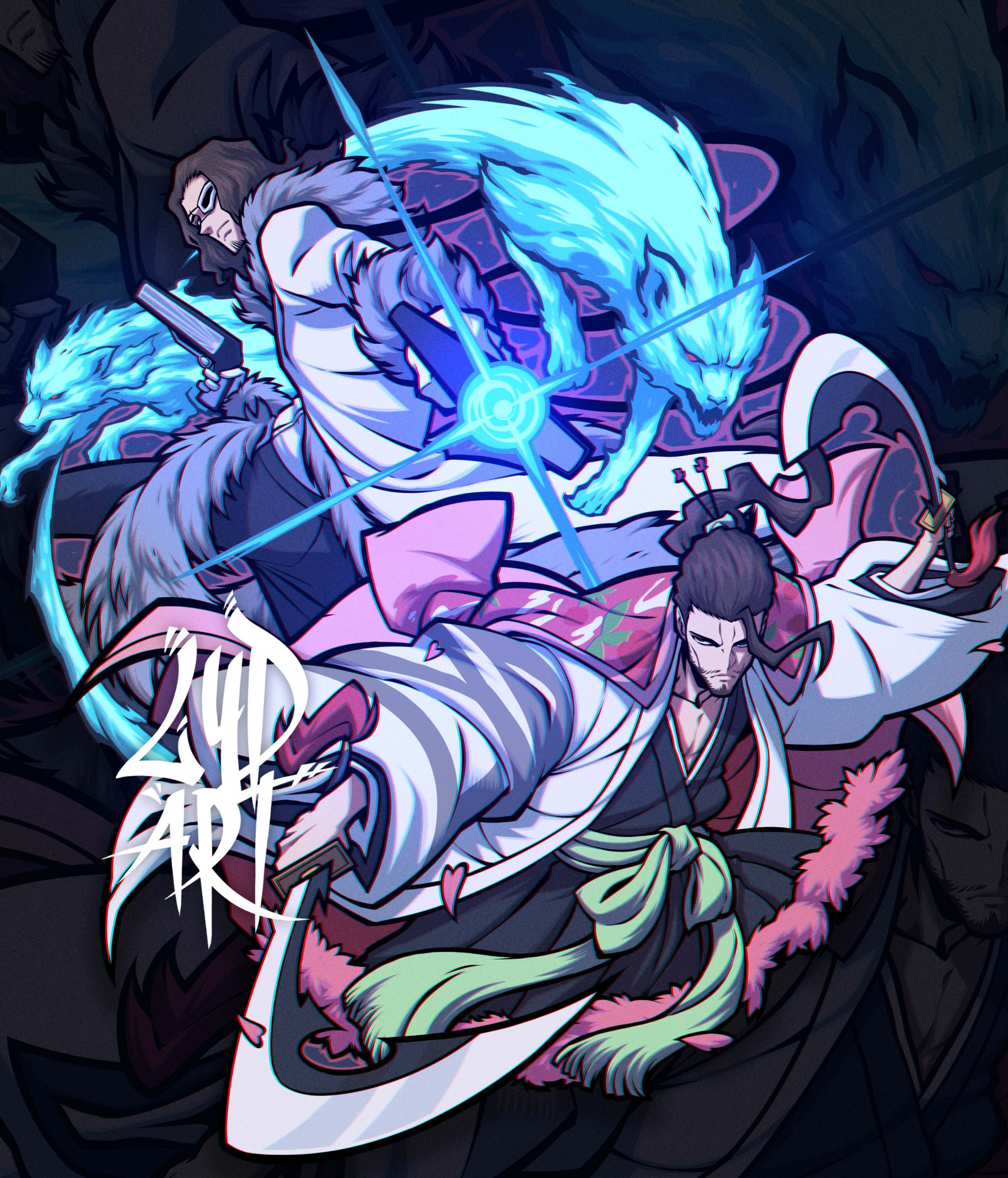 วอลเปเปอร์ Bleach, Coyote Starrk, Shunsui Ky raku, LYDart Mclo, MCLO