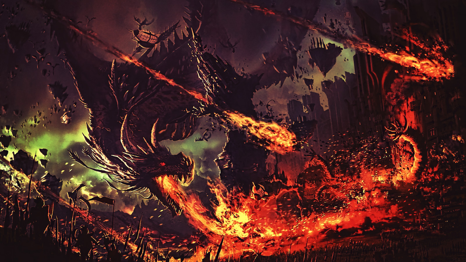 Wallpaper fantasy art, night, dragon, fan art 3840x2160 Kazim