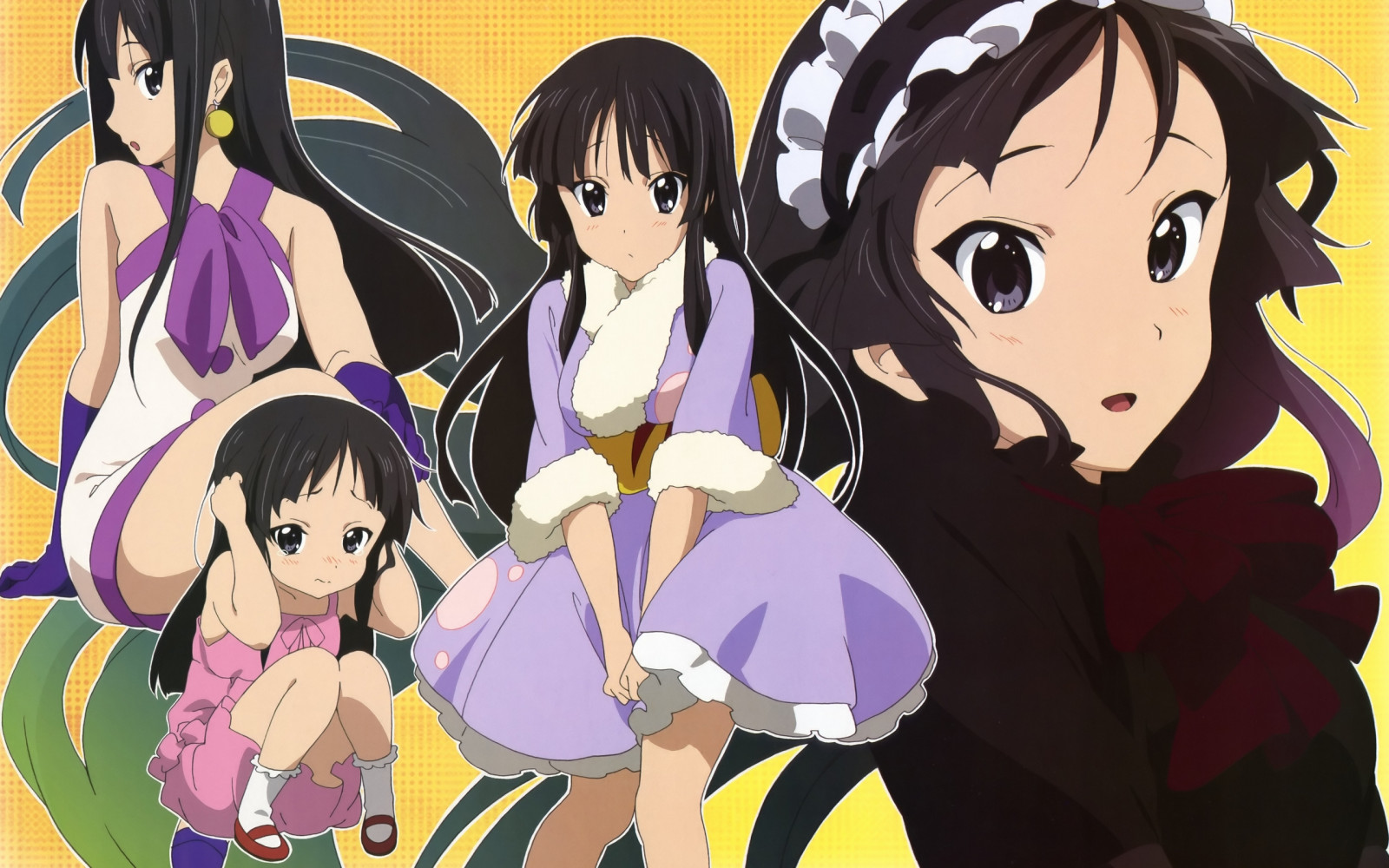 ilustrace, anime, kreslená pohádka, černé vlasy, držení, dívky, Pozadí, brunety, mangaka