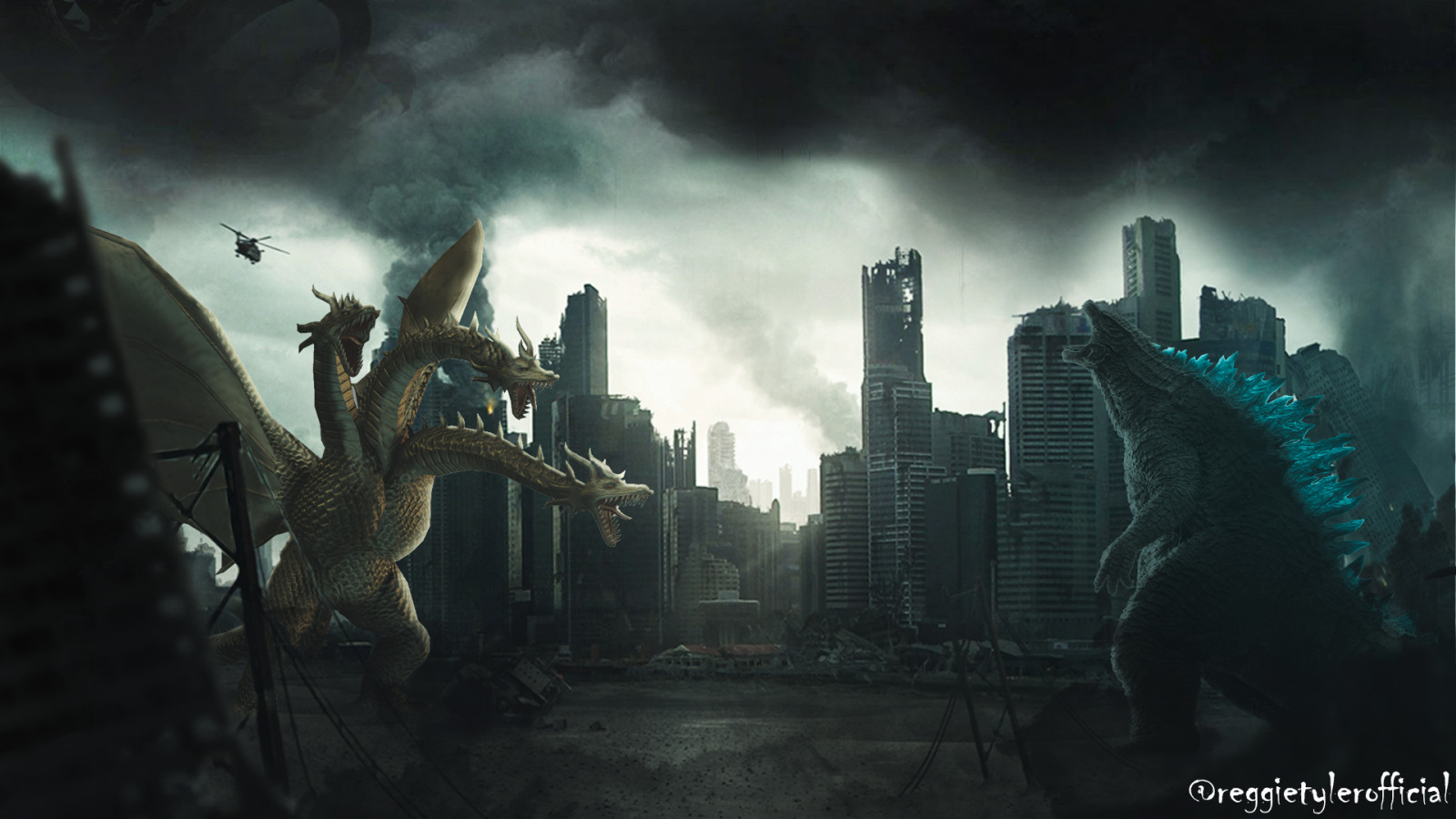 Godzilla, King Ghidorah, เมือง