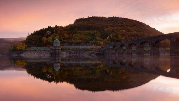 nature, landscape, lake, water, hill, reflection