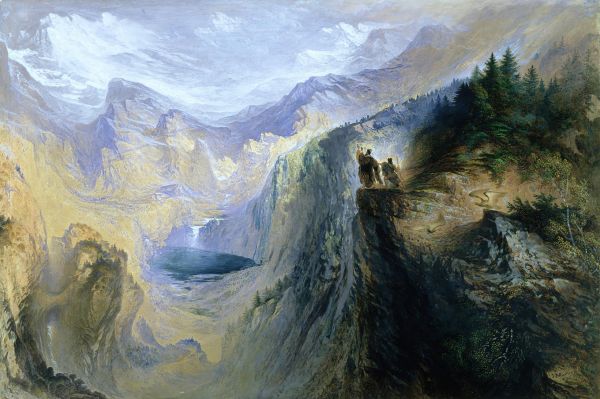 John Martin,classic art,painting,classical art,artwork,Manfred on the Jungfrau