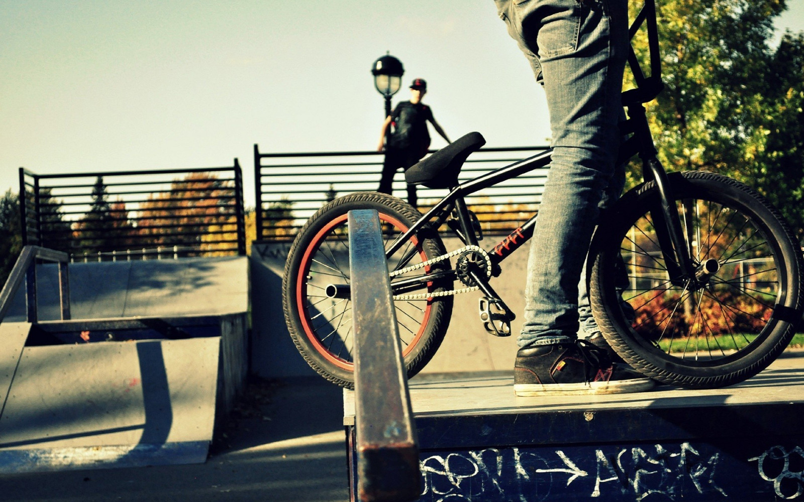 Wallpaper park, vehicle, jeans, BMX, cycling, sports equipment