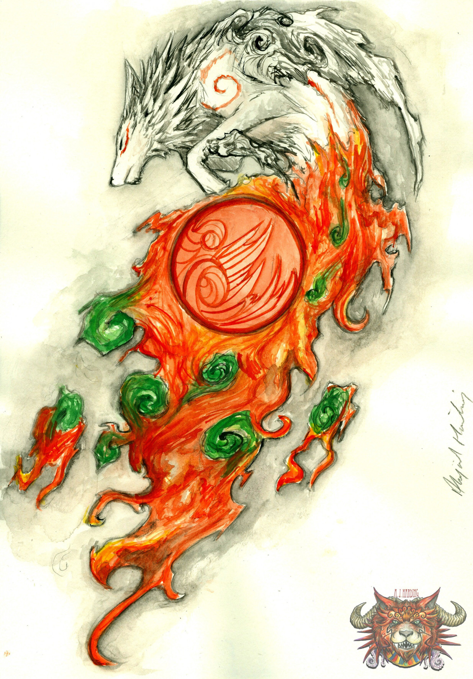 2468x3539 px, drager, flare, Okami, sox