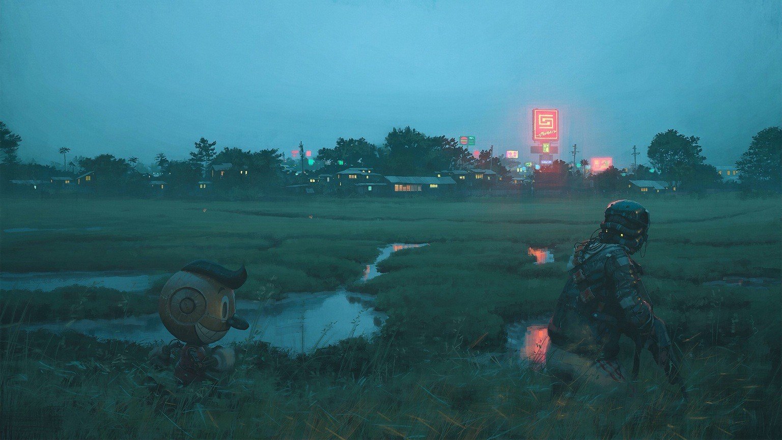1536x864 px, hráči, humor, Simon Stalenhag