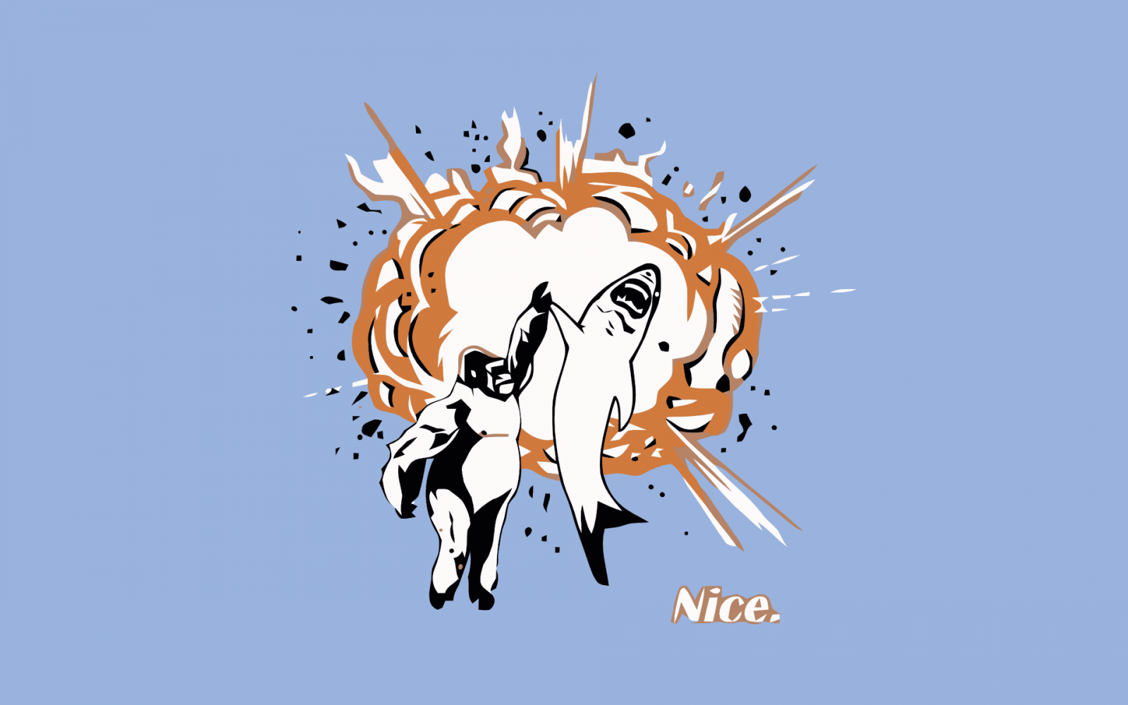 ilustrace, žralok, gorily, logo, kreslená pohádka, exploze, vysoký, Pět, 1920x1200 px, font