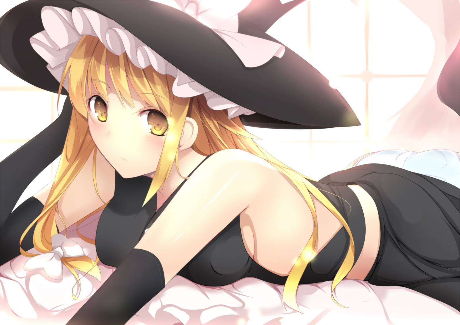 ilustrace, anime, Touhou, manga, kreslená pohádka, černé vlasy, čarodějnice, pusa, Kirisame Marisa, mangaka