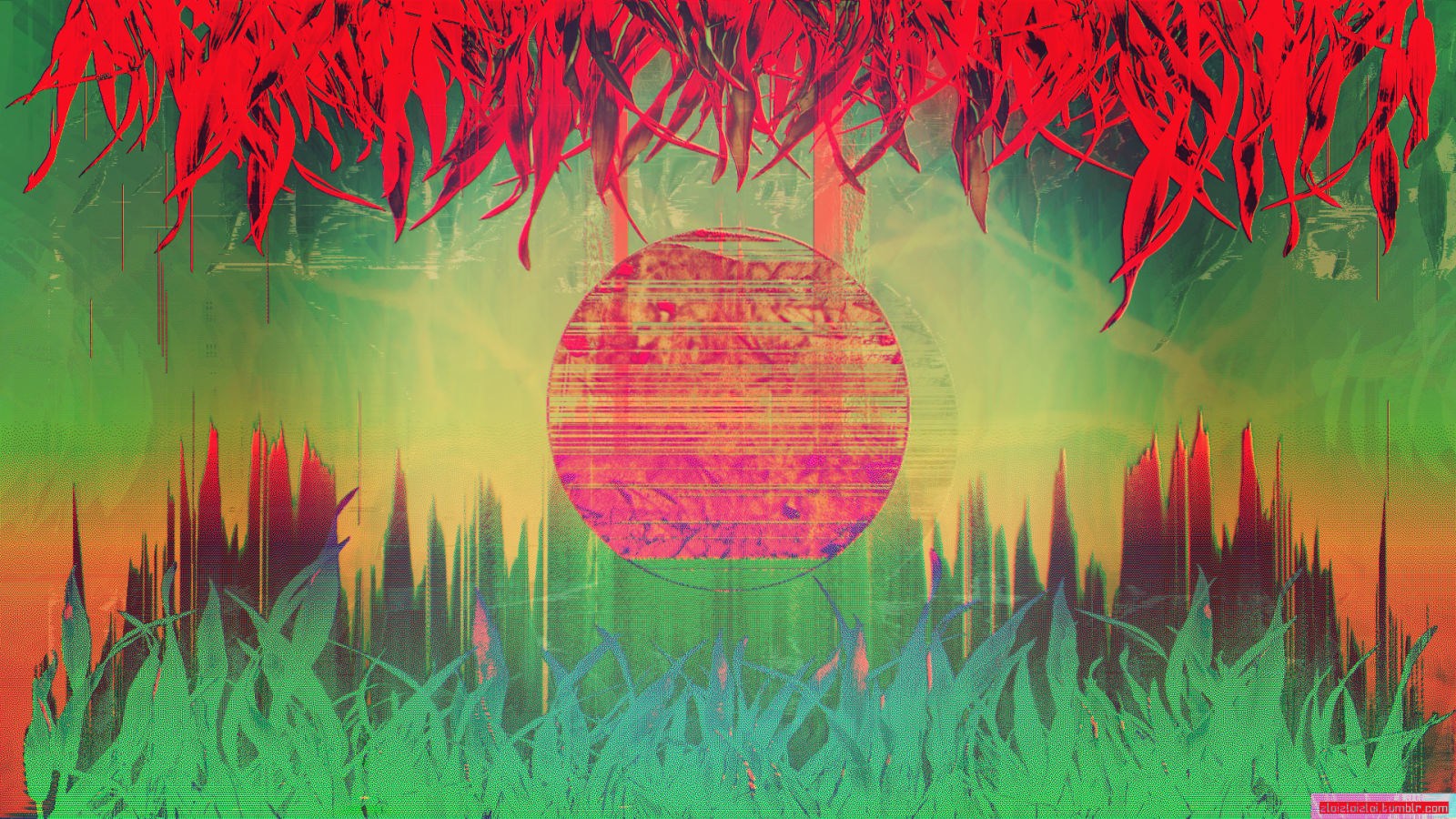 malování, ilustrace, abstraktní, Červené, glitch art, zelená, LSD, vaporwave, UMĚNÍ, barva, květ, moderní umění, psychedelické umění, akrylová barva