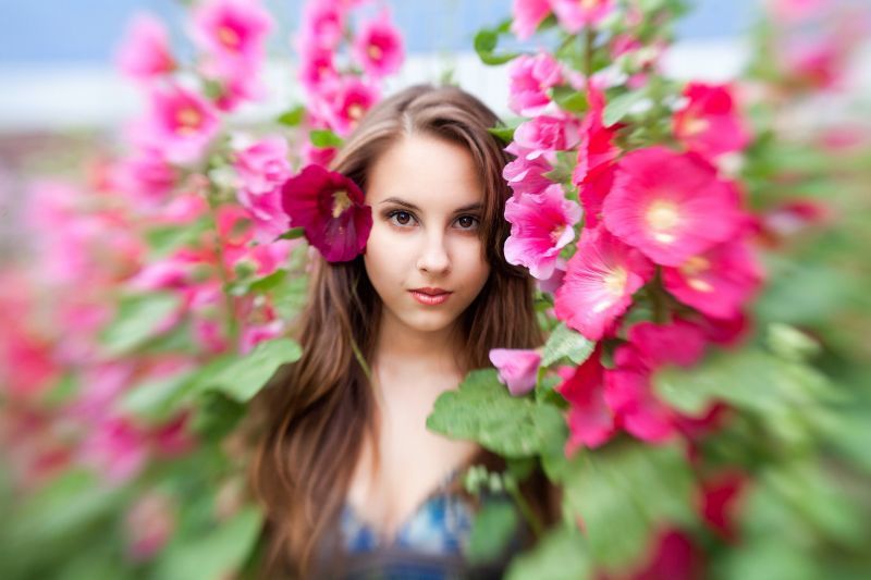 ženy, model, Červené, fotografování, květiny, móda ženy, model, Červené, fotografování, květiny, móda
