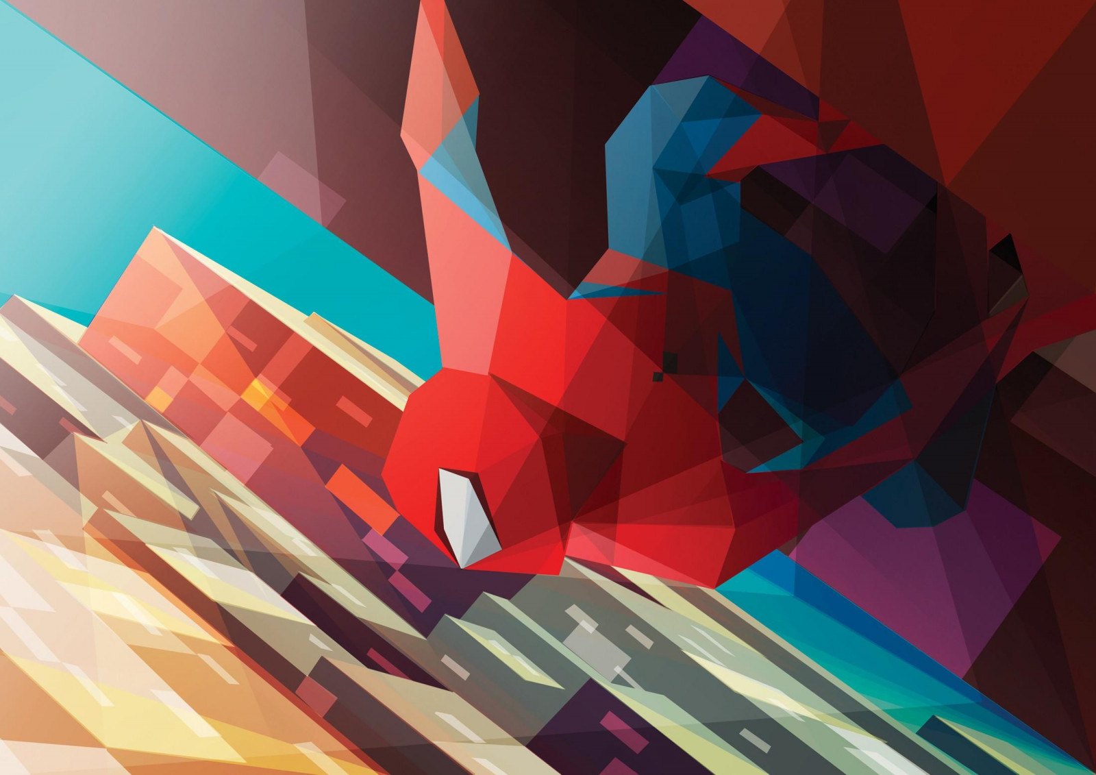 illustrazione, rosso, low poly, simmetria, modello, cerchio, uomo Ragno, i fumetti, ARTE, colore, forma, design, linea, immagine dello schermo, sfondo del computer, arte Moderna, font