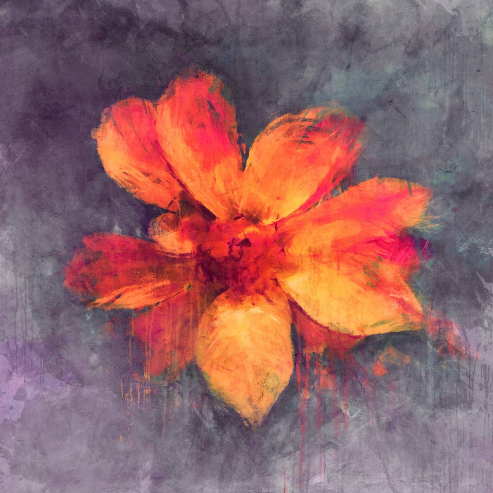 maleri, blomster, rød, blad, blomst, plante, kronblad, jord plante, blomstrende plante, moderne kunst, stilleben, akrylmaling, 1969x1969 px, akvarel