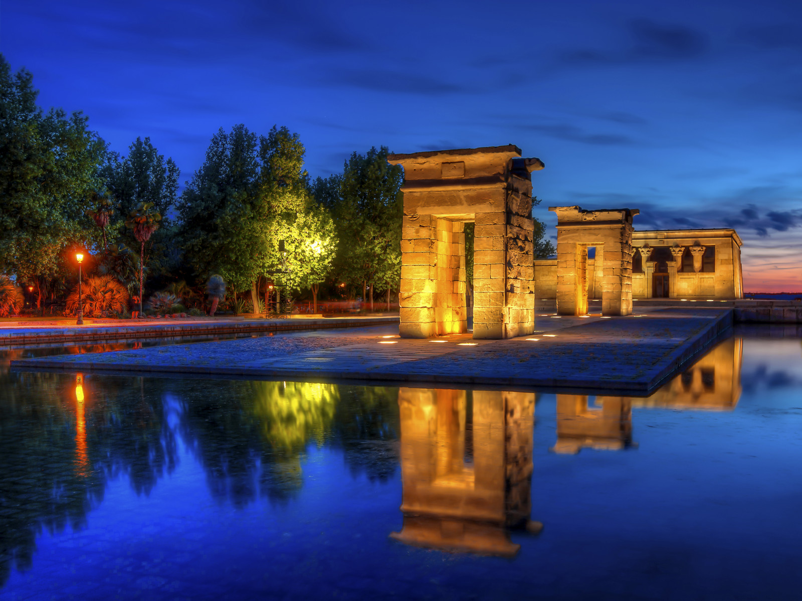 Wallpaper Madrid, blue, trees, sky, nature, night, Canon, landscape