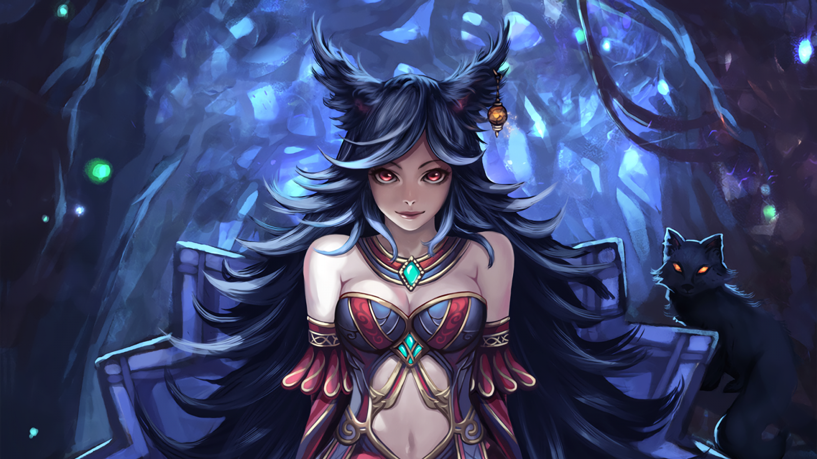 ilustrace, fantasy umění, anime, Ahri, Snímek obrazovky, počítač tapeta