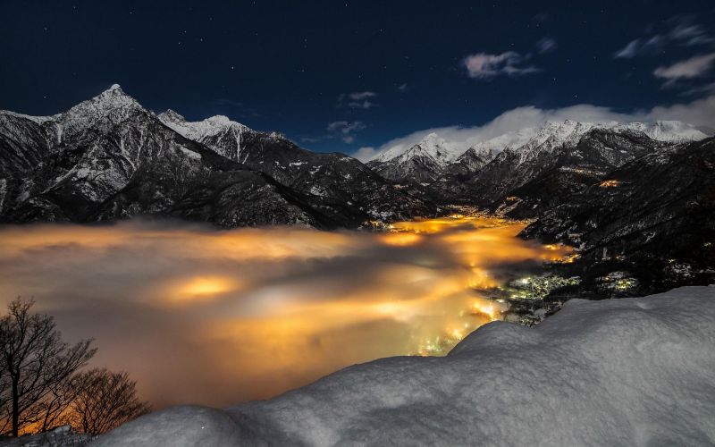 krajina, Itálie, jezero, slunečnímu záření, světla, panoráma města krajina, Itálie, jezero, slunečnímu záření, světla, panoráma města