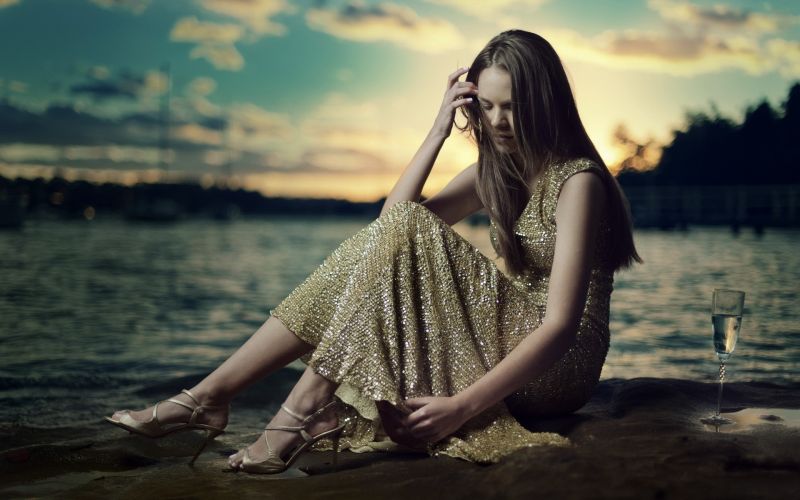 luce del sole, donne, tramonto, modello, ritratto, fotografia