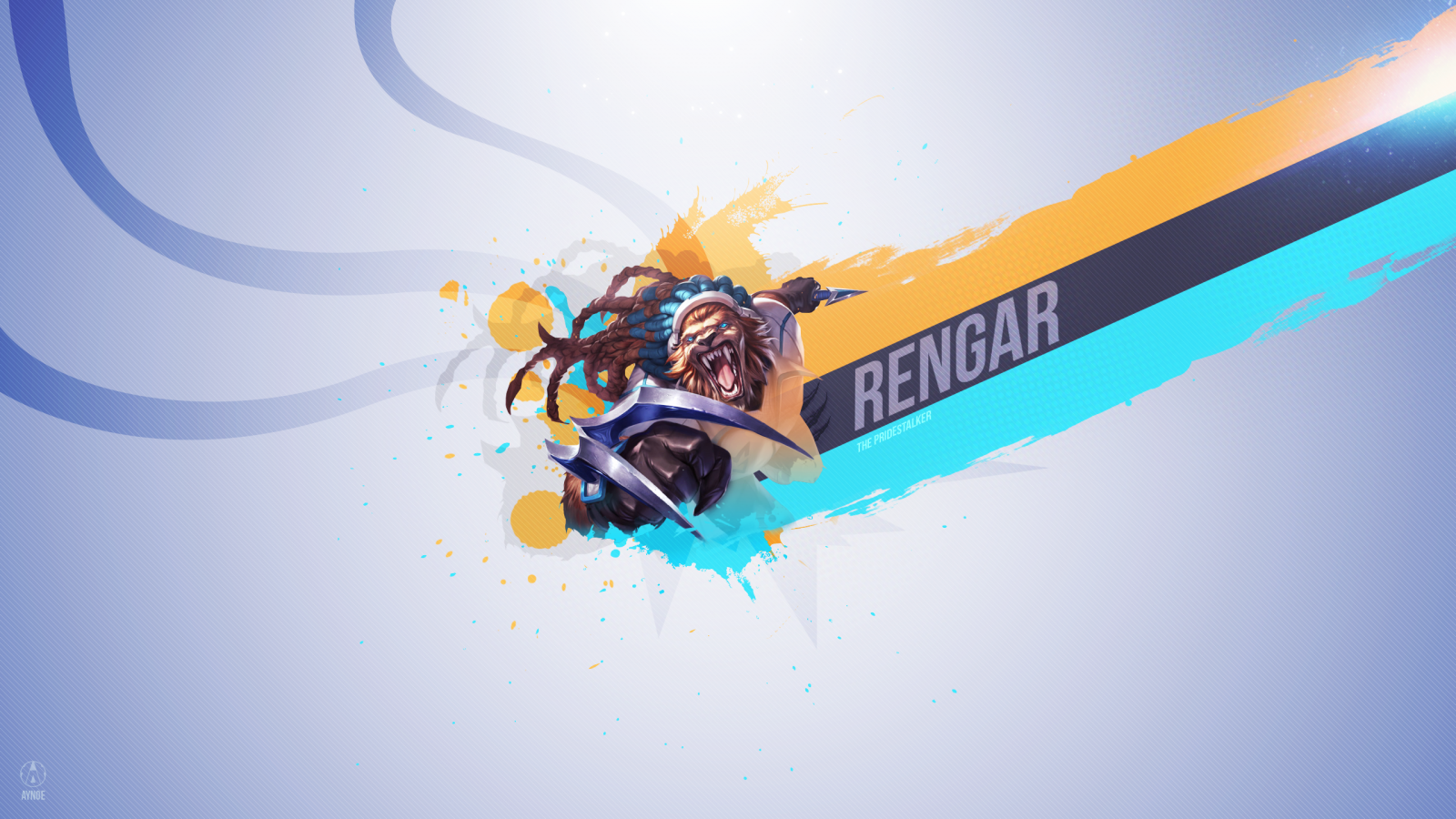 Illustration, League of Legends, Logo, blau, Karikatur, Grafikdesign, Rengar, Flügel, Bildschirmfoto, Computer-Tapete, Atmosphäre der Erde
