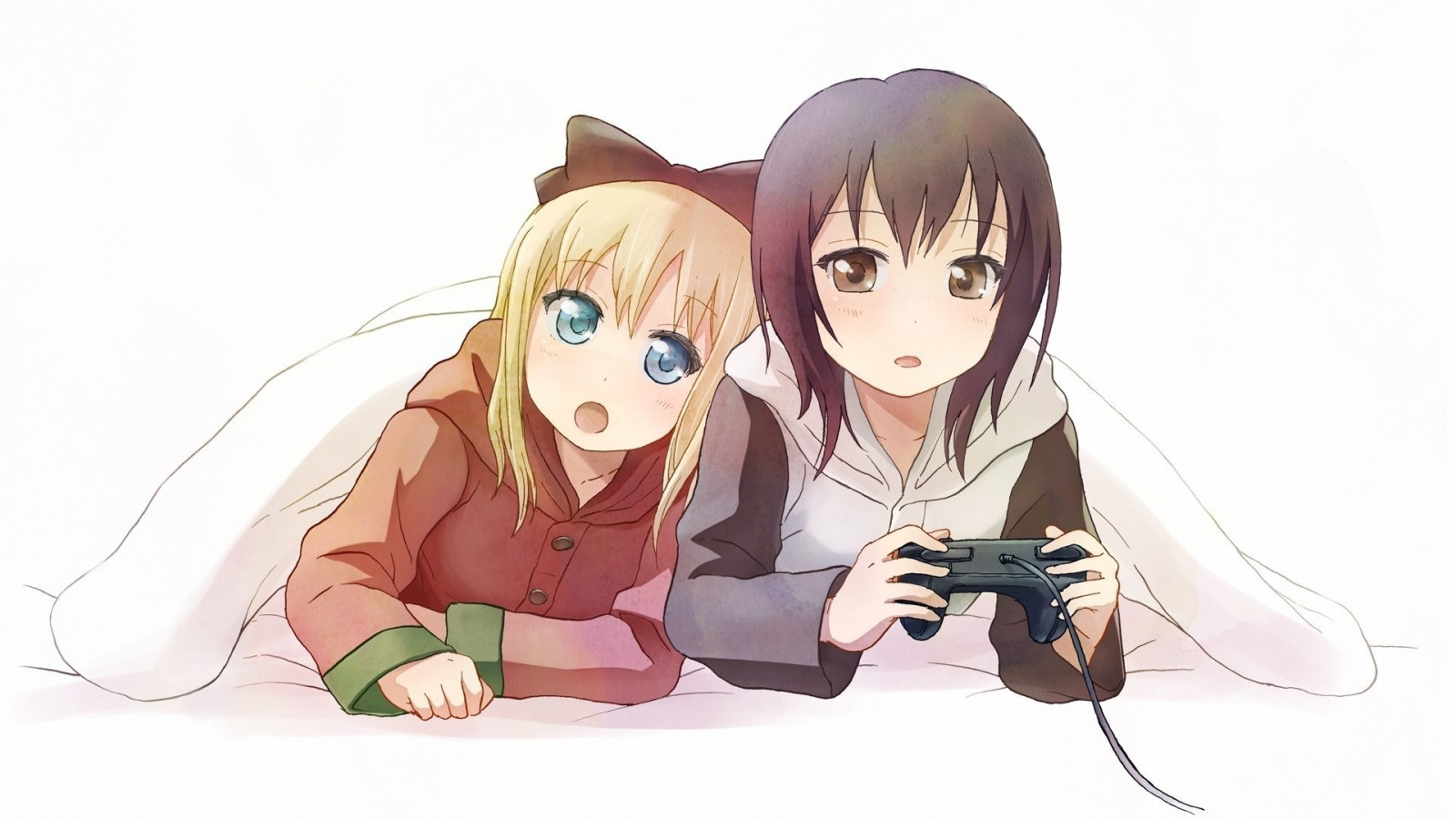 výkres, ilustrace, anime, kreslená pohádka, Yuru Yuri, Funami Yui, Toshinou Kyouko, skica, 1920x1080 px, mangaka