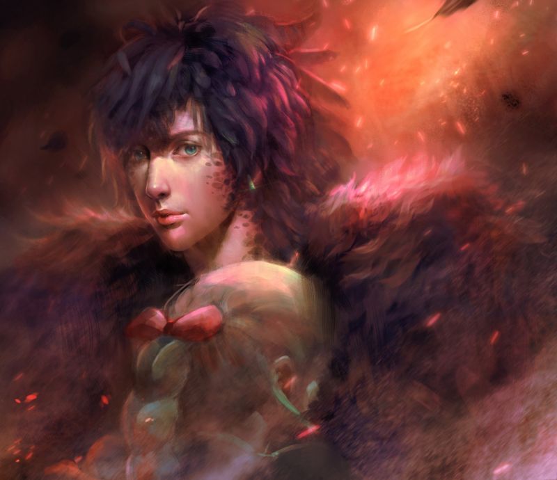 fantasy umění, bojovník, mytologie, tma, anime, Červené fantasy umění, bojovník, mytologie, tma, anime, Červené